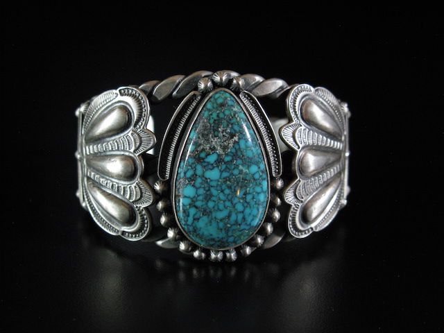 Turquoise Teardrop Sterling Bracelet 6.25