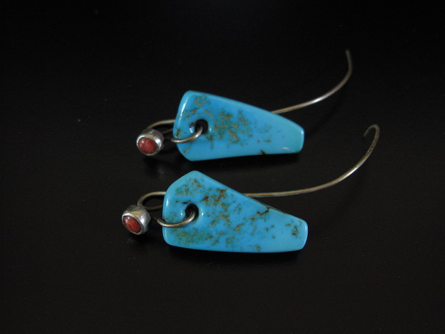 Piki Wadsworth Turquoise and Spiney Oyster Shell Earrings