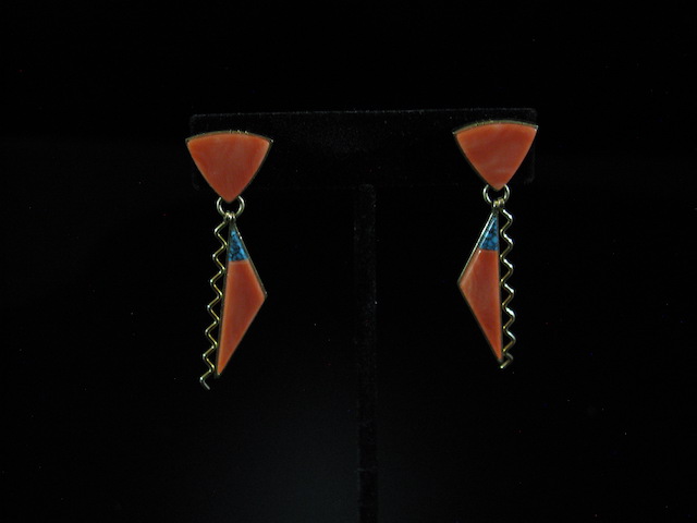 Richard Chavez 18k Coral and Turquoise Earrings