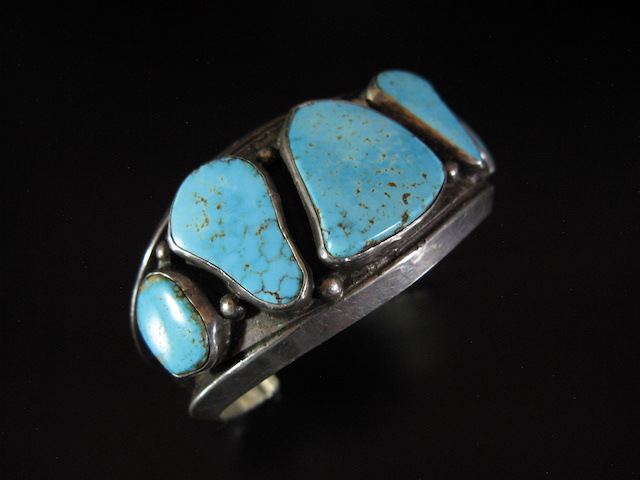 Vintage Five Stone Number Eight Turquoise Bracelet 6.5