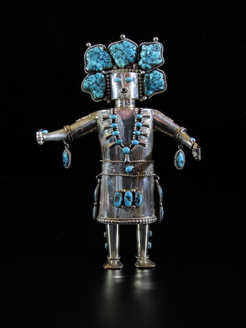 Mike Thomas Jr Vintage Sterling and Turquoise Figure