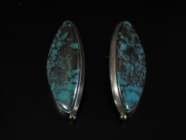 Mike Bird Romero 18k and Sterling Large Turquoise Earrings